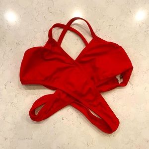 Second Skin Bright Red Criss Cross Top